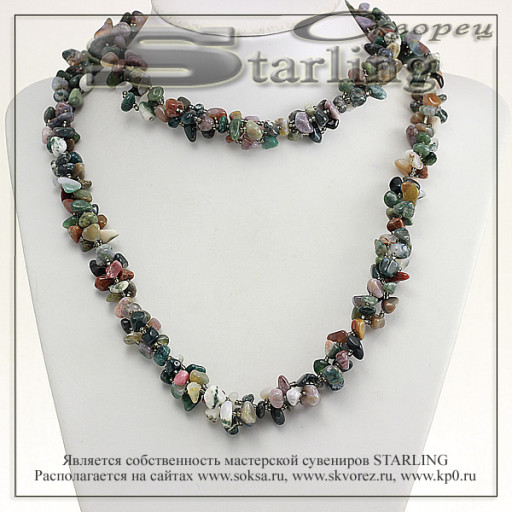 3271030268 - Ожерелье яшма зелёная (змеиная кожа) Изабелла