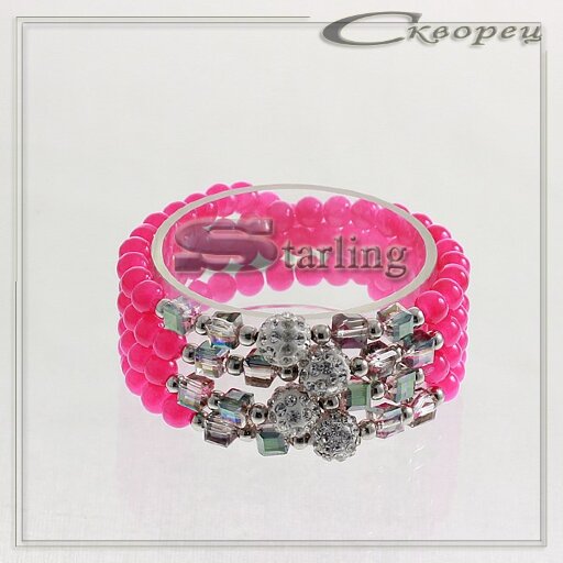 3132616 - Браслет кварц малиновый Дина