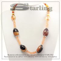 352234340 - Колье агат тонированный коричнево-желтый Розалия