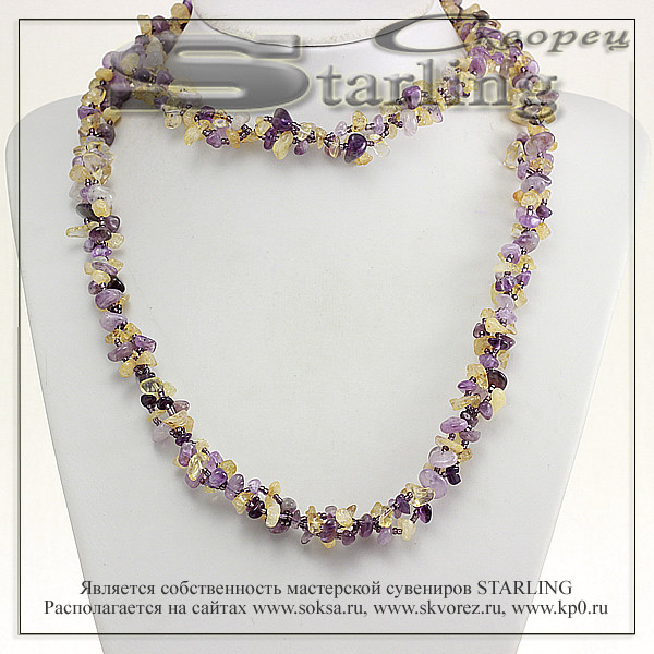 3276968-2 - Ожерелье самоцветы аметист и цитрин Изабелла