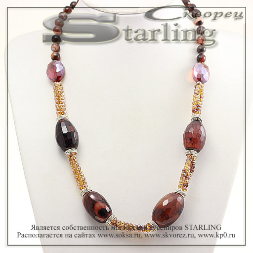 352231840 - Колье агат тонированный коричневый Розалия