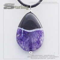 37020605 - Кулон агат волосатик синий КАП