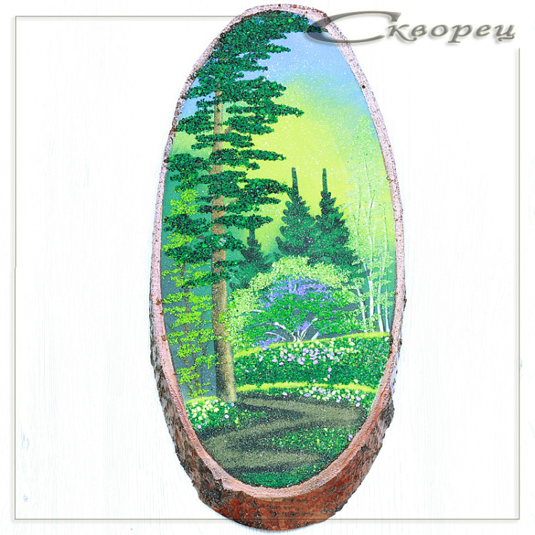 14160738 - Картина на спиле дерева извилистая тропинка у сосны 50 см лето.