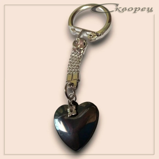 432007 - Брелок гематит  Сердечко