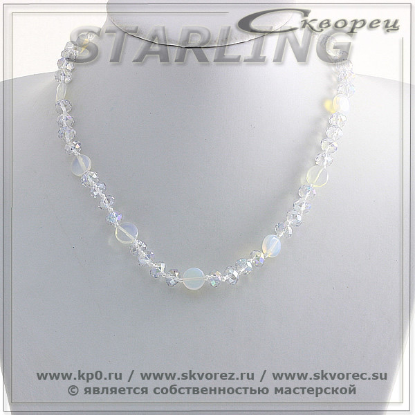 3214314-2 - Ожерелье лунный камень и циркон  Валиния