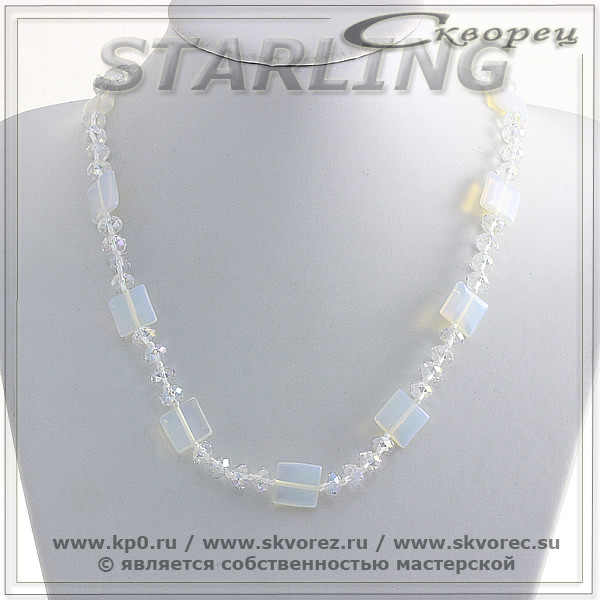 3224317 - Ожерелье лунный камень и циркон  Мария