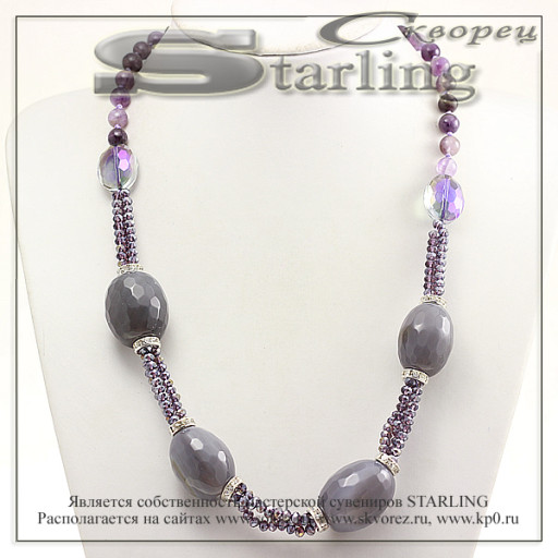 352021240 - Колье агат облачный Розалия