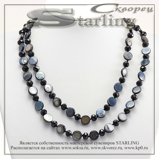 328581326 - Ожерелье перламутр сапфир Эльвира
