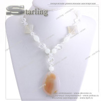 352233181 - Колье агат тонированный светло-коричневый Олеся