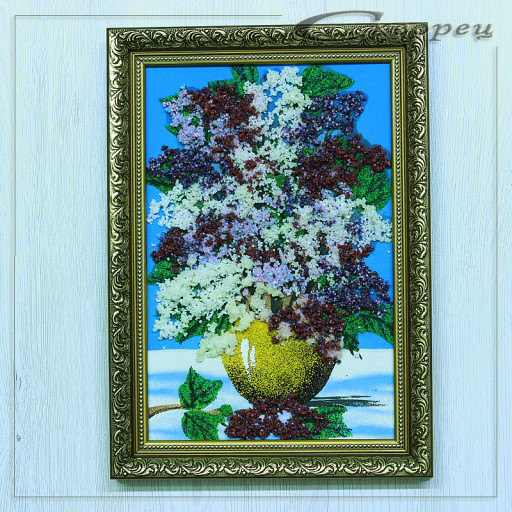 14155101 - Натюрморт сирень А4, фон - синий