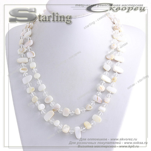 328580200 - Ожерелье перламутр и кварц белый  Фантазия