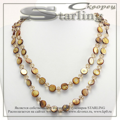 328581626 - Ожерелье перламутр коньячный Эльвира