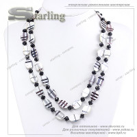 328582427 - Ожерелье перламутр бело-черный Анастасия