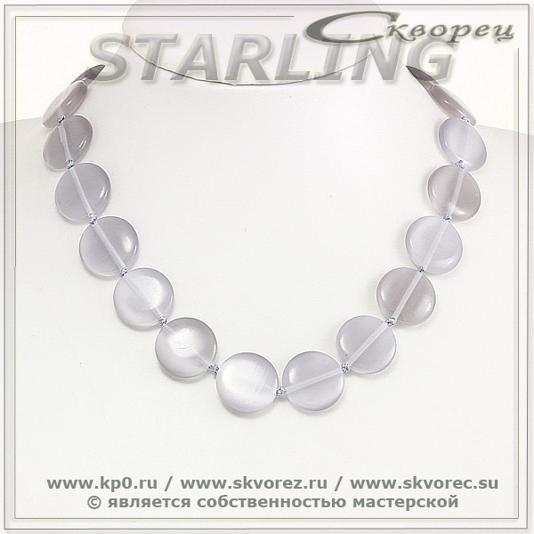 341371451-3 - Бусы кошачий глаз (хризоберил) светло-серый ТКР