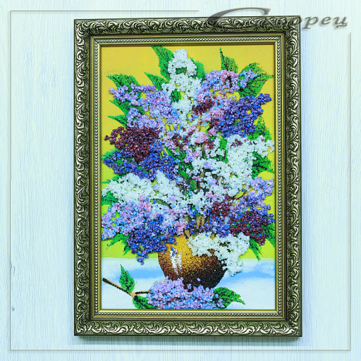 14155105 - Натюрморт сирень А4, фон - желтый