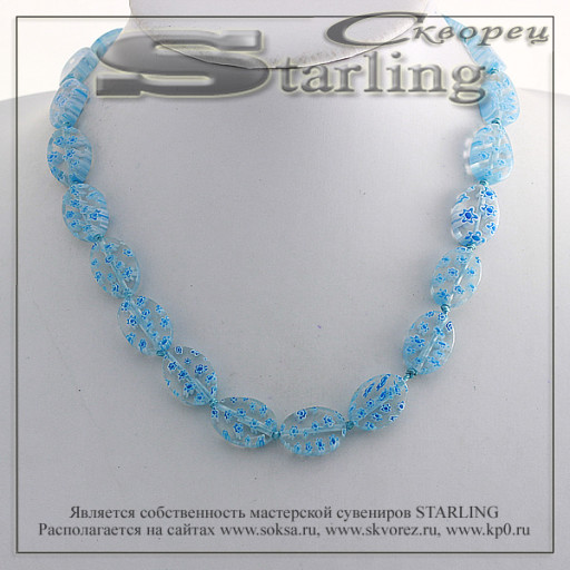 341502455 - Бусы муранское стекло небесный ТОВВ