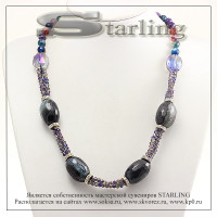 352230940 - Колье агат тонированный зелёный Розалия