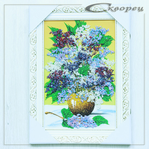 14155155 - Натюрморт сирень А4, фон - желтый