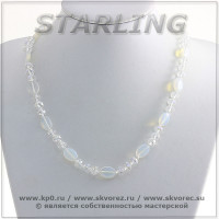 3224316-2 - Ожерелье лунный камень и циркон  Искра