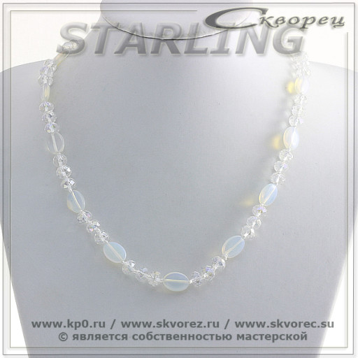 3224316-2 - Ожерелье лунный камень и циркон  Искра