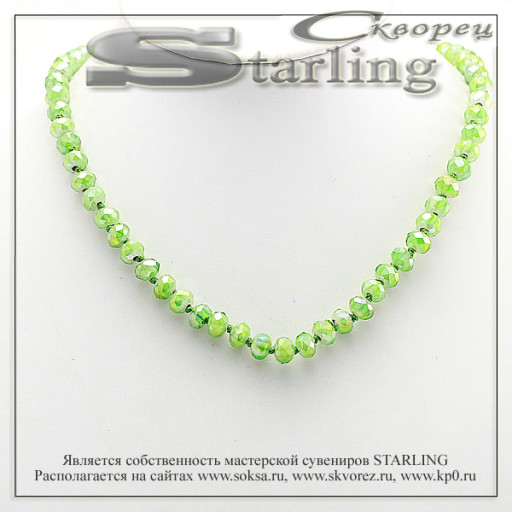 341500394 - Бусы муранское стекло зелёный ШО8