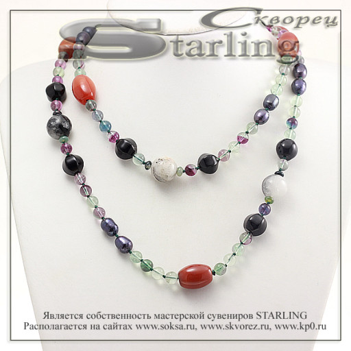 3268700-1 - Ожерелье флюорит и агат  Фантазия