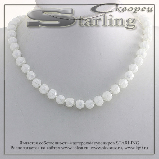 341500288 - Бусы муранское стекло белый ШО10