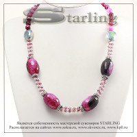 352233540 - Колье агат тонированный темно-розовый Розалия
