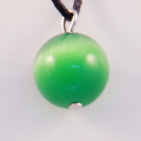 420014 - Подвеска шарик темно-зеленый кошачий глаз