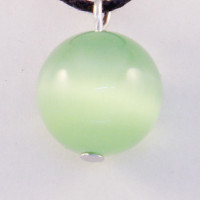 420015 - Подвеска шарик светло-зеленый кошачий глаз