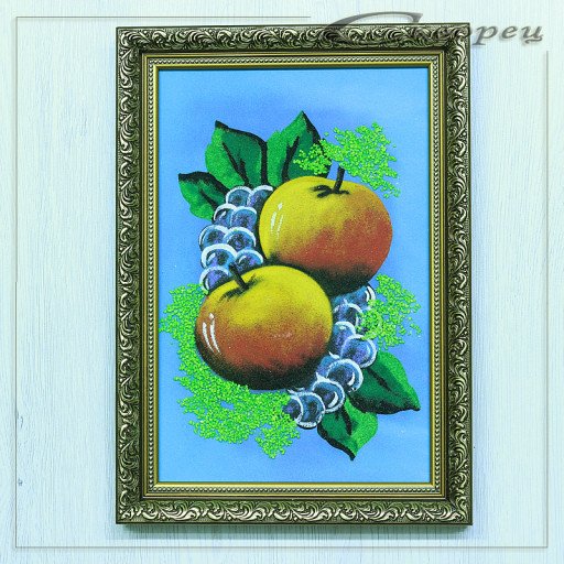 14156001 - Натюрморт два яблока А4, фон - синий