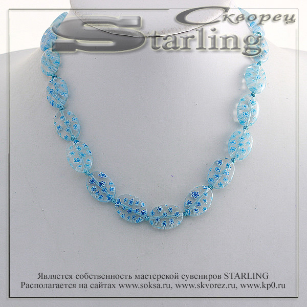 341502454 - Бусы муранское стекло небесный ТОВ