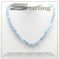 341502494 - Бусы муранское стекло небесный-голубой ШО8