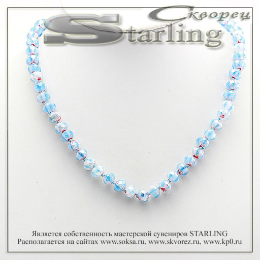 341502494 - Бусы муранское стекло небесный-голубой ШО8