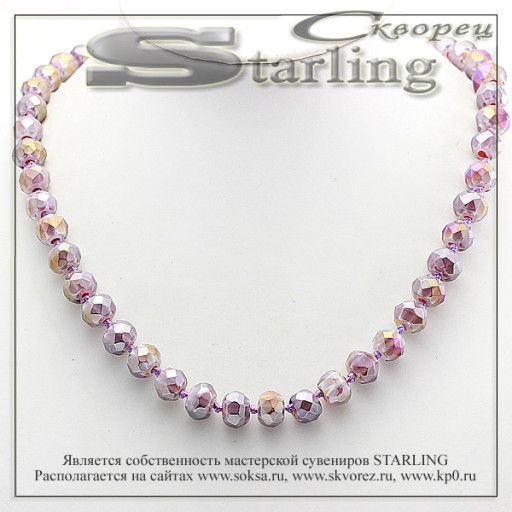 341503488 - Бусы муранское стекло орхидеевый ШО10