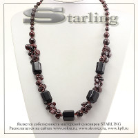 3526951-3 - Колье самоцветы агат и гранат  Веста
