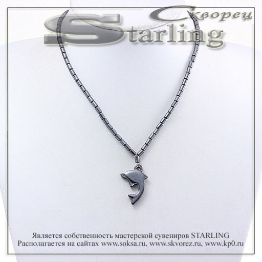 352017 - Колье гематит  Дельфинчик