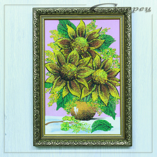 14158107 - Натюрморт подсолнухи А4, фон - розовый