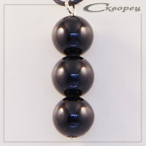 420040 - Подвеска три шарика черный агат
