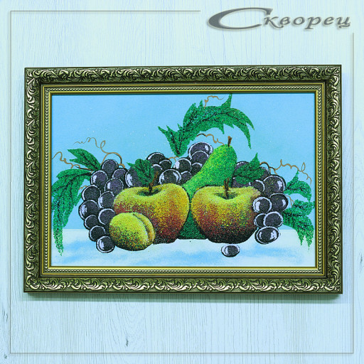 14158202 - Натюрморт фрукты А4, фон - голубой