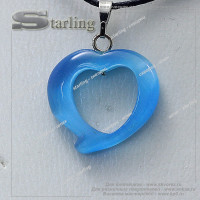 37373248 - Кулон кошачий глаз аквамариновый Лист с Сердечком