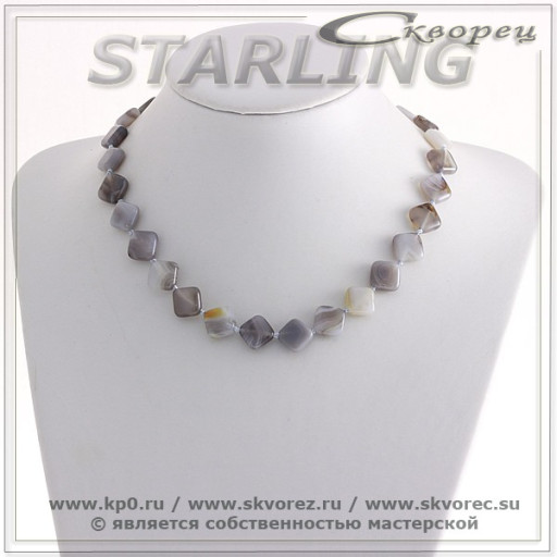 341021263 - Бусы агат облачный ТРО