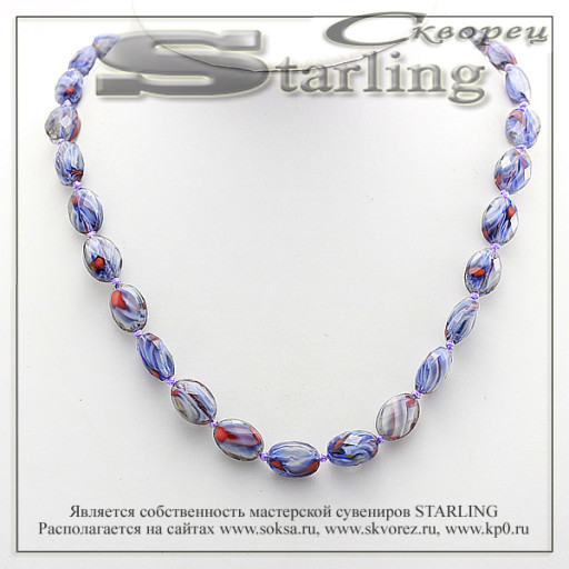 341501762 - Бусы муранское стекло светло-синий ТРЗО