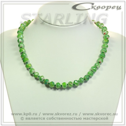 341500388 - Бусы муранское стекло зелёный ШО10