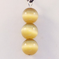 420045 - Подвеска три шарика коричневый кошачий глаз