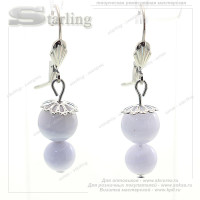 380225134 - Серьги агат голубой кружевной Клюква