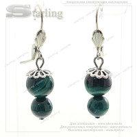 3846134 - Серьги малахит Клюква