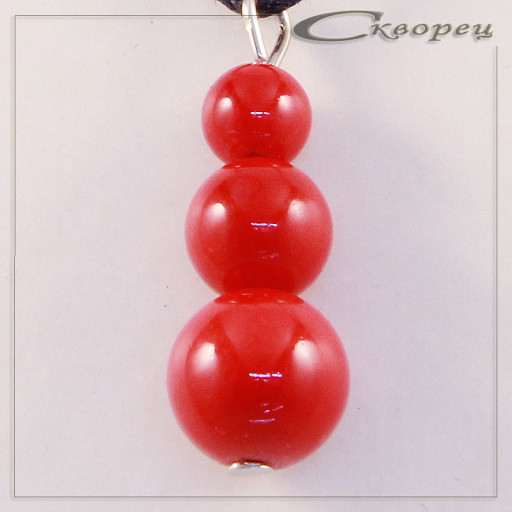 420060 - Подвеска пирамидка красный коралл