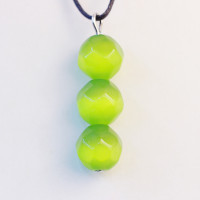 420049 - Подвеска три ограненых шарика светло-зеленый кошачий глаз