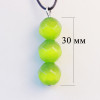 420049 - Подвеска три ограненых шарика светло-зеленый кошачий глаз